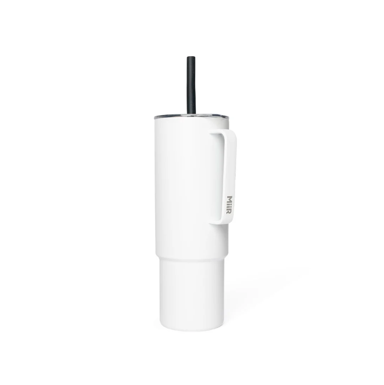 Grande Tasse Isotherme à Paille avec Poignée - White - 32 oz